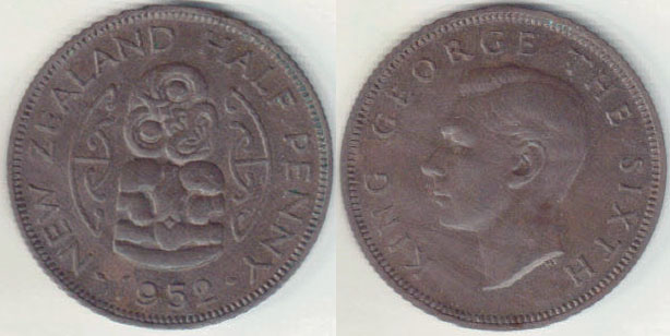 1952 New Zealand Half Penny (gEF) A002240